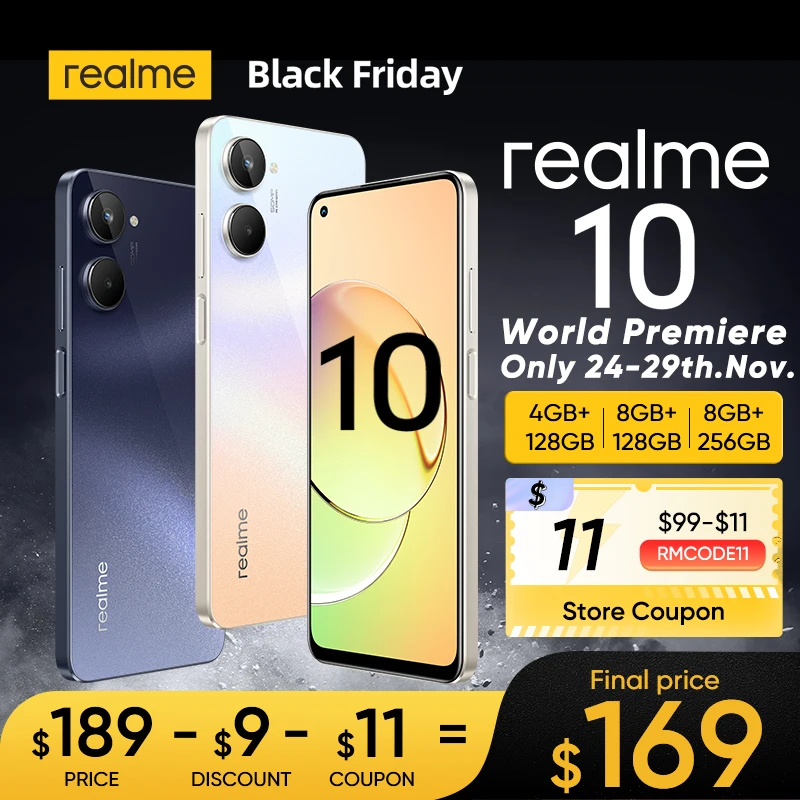  [World Premiere] realme 10 Smartphone Helio G99 90Hz Super AMOLED Display 5000mAh Battery 33W Charge 50MP Color AI Camera 
