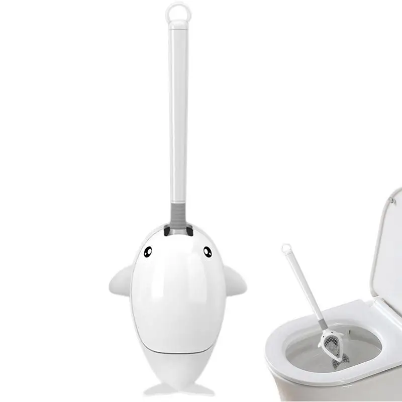 

Wall Mount Silicone Toilet Brush Durable Toilet Brush And Holder Set With Long Handle And Whale Plunger For Dead Spot Cleaning