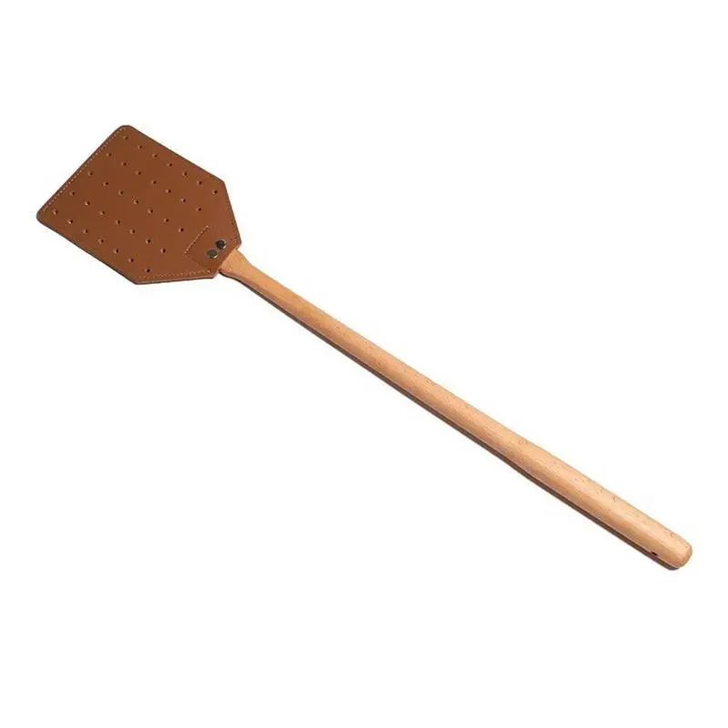 Manual Fly Swatter Sturdy Heavy Duty Leather Fly Swatters Indoor/Outdoor Wooden Handle Indoor Outdoor Rustic Swatter