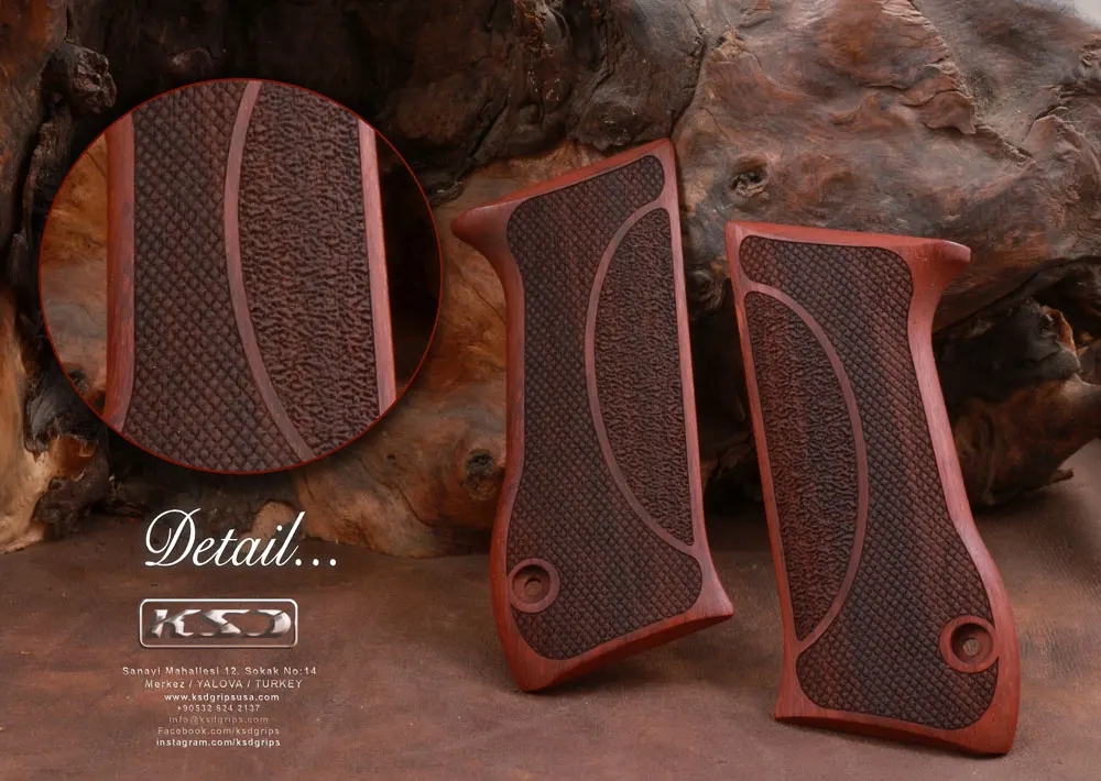 

Ksd Jericho .45 ACP Model Compatible Rosewood Grip for Replacement (with Half Pattern)
