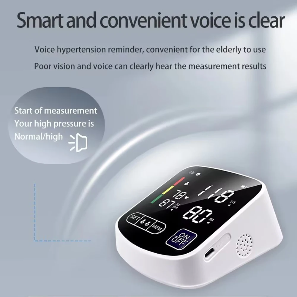 Цифровой монитор артериального давления большой светодиодный дисплей тонометр