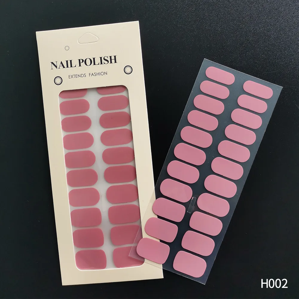 

22-Finger Nail Stickers Simple Monochrome Nails Polish Film Finished No-bake Press On Nail Stickers Full Sticker For Nails Art