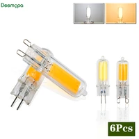 6pcslot g4 g9 led cob lamp 6w 9w glass bulb ac 220v 230v 240v candle lights replace 30w 40w halogen for chandelier spotlight