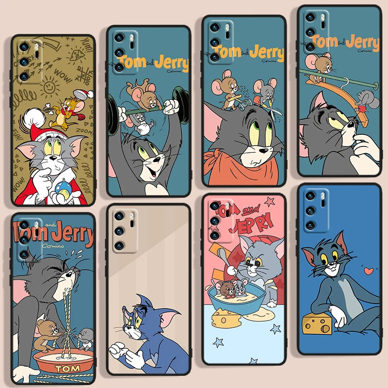 

Tom Jerry Cat Mouse Phone Case For Huawei P Smart 2018 Plus 2019 Z 2020 S 2021 Pro Nova 2i 3 3i 5 5T 7 7i 8 8i 9 9SE Black Soft