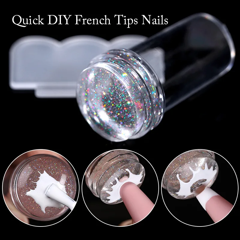 

Transparent Glitter Nail Stamper With Scraper Jelly Silicone Stamp For French Nails Kits Nail Art Stamping Tools Manicure Seal