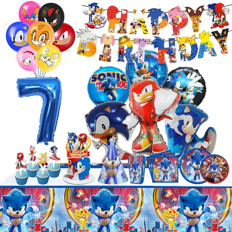 

Cartoon Sonices Children's Birthday Party Decoration Disposable Tableware Paper Cup Holiday Arrangement Aluminum Film Balloon
