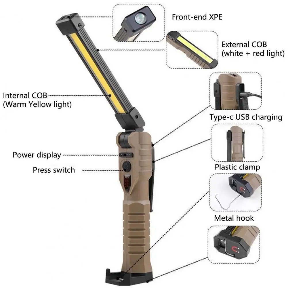 

Practical Multiple Lighting Modes Collapsible Cordless Portable Work Light Bar LED Torchlight Camping Accessories