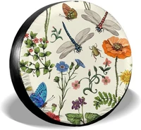 spare tire cover universal tires cover flower butterfly dragonfly car tire cover wheel weatherproof and dust proof uv su