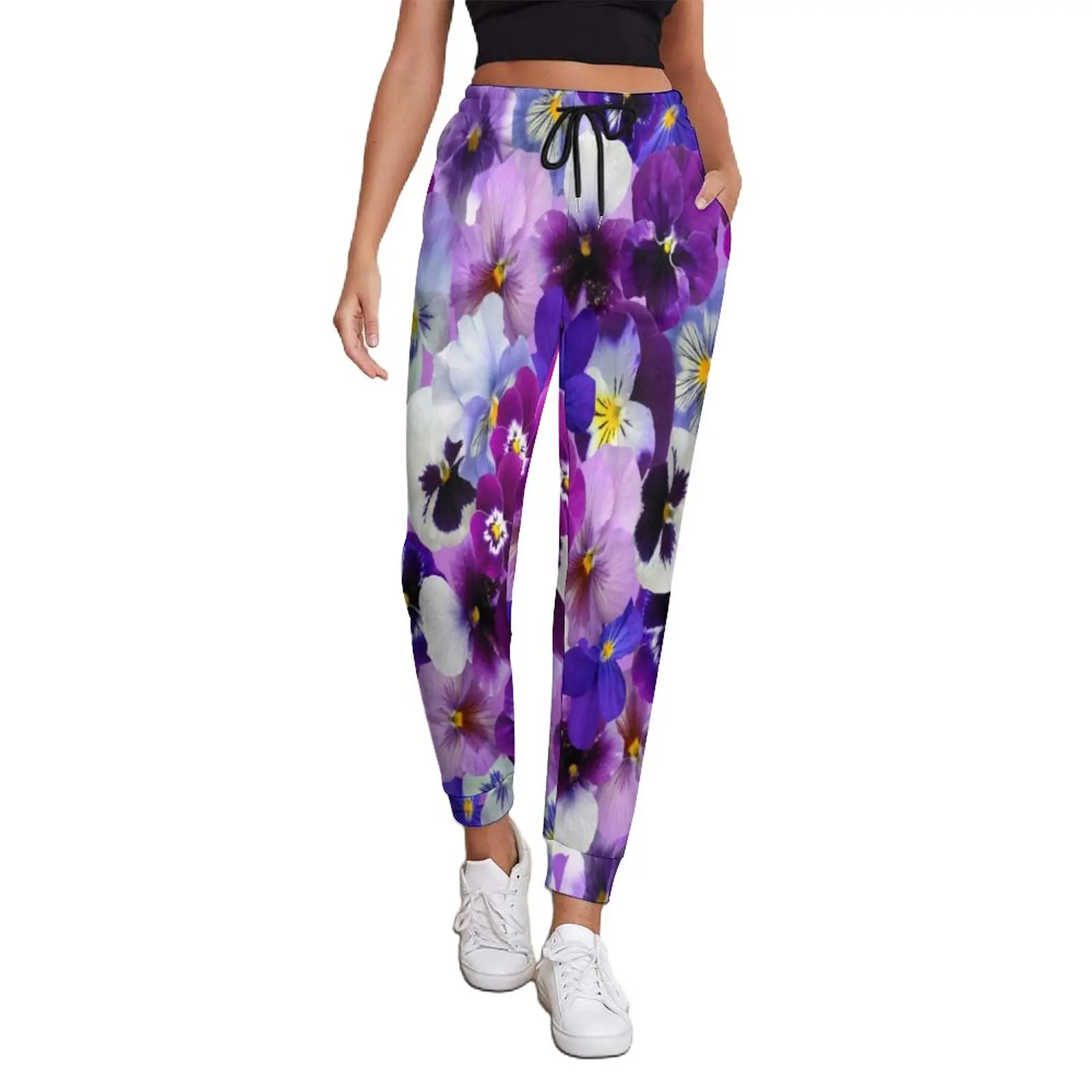 

Purple Flower Power Pants Pretty Poppy Print Classic Oversized Sweatpants Spring Female Print Aesthetic Trousers
