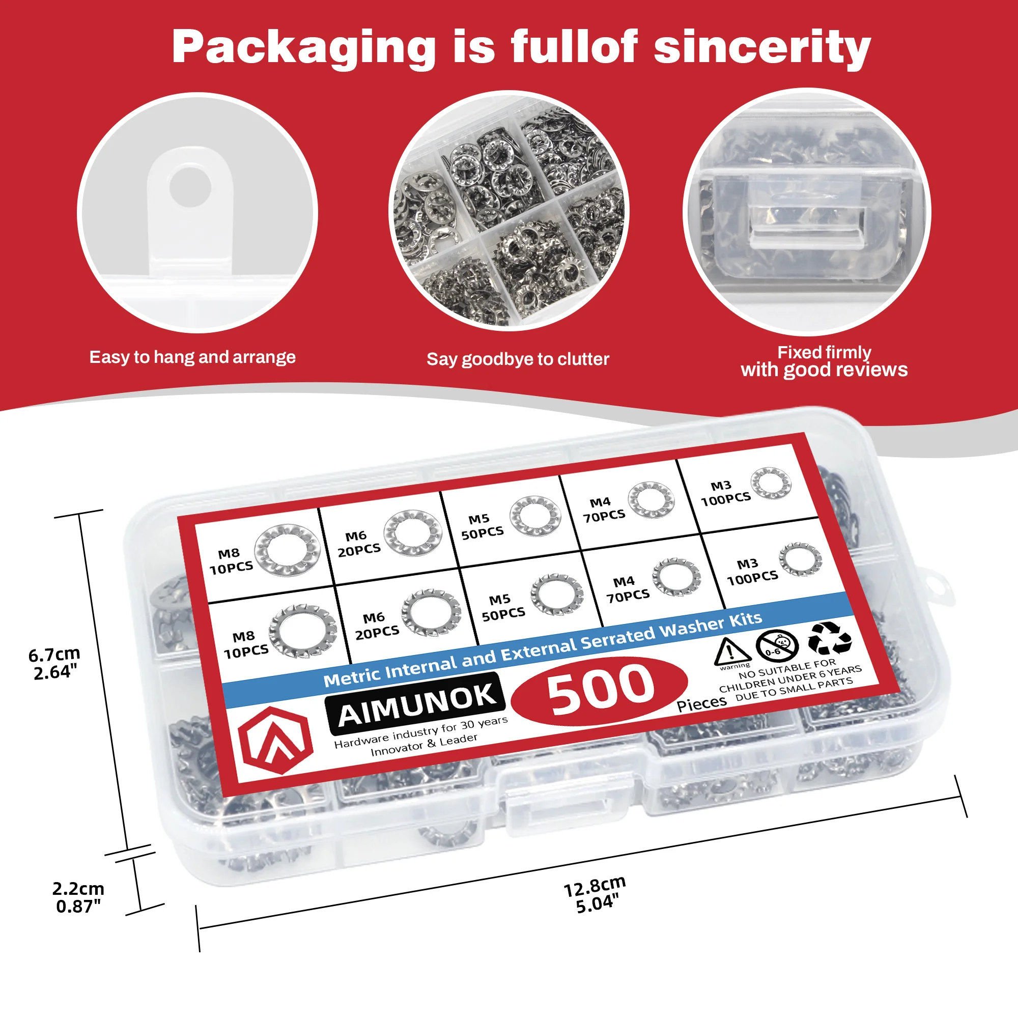 500 шт. метрические комплекты с внутренними и внешними зубчатыми шайбами M3 M4 M5 M6 M8