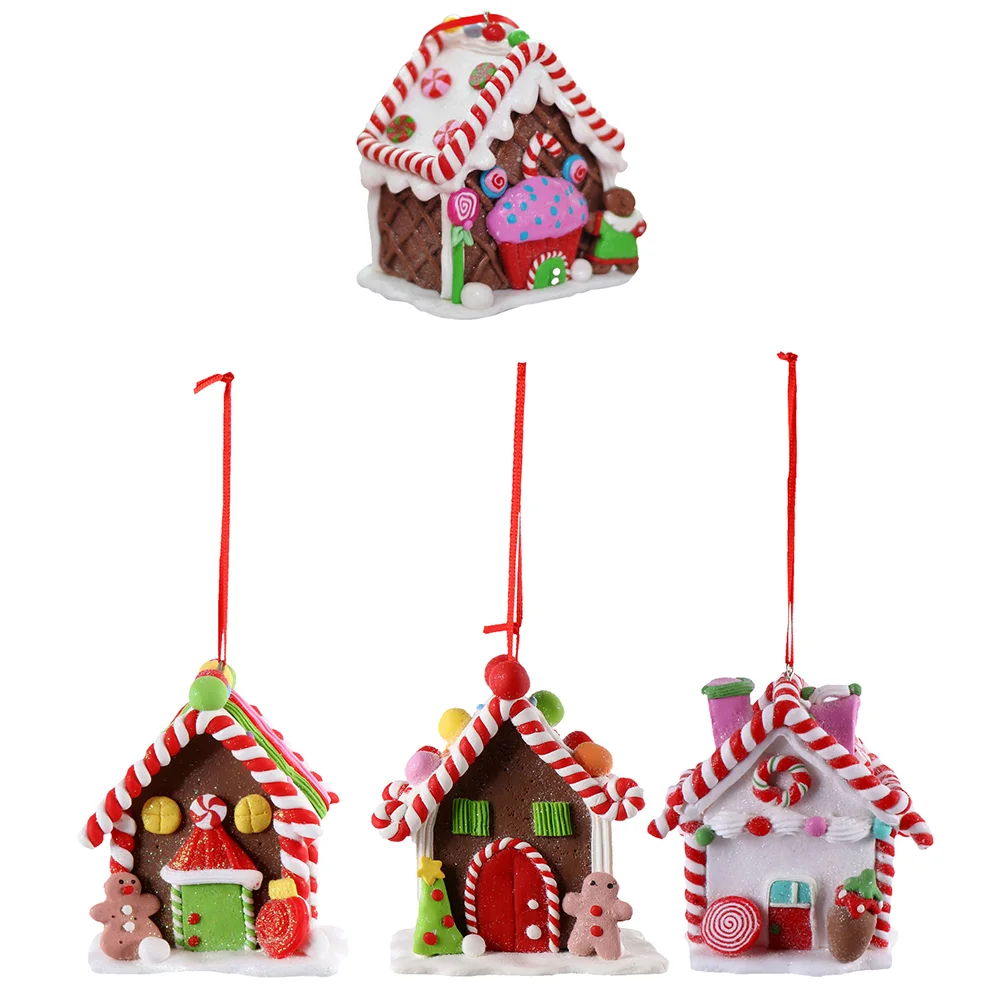 

Christmas House Gingerbread Ornaments Decor Hanging Tree Decorations Village Houses Clay Ornament Candy Decoration Holidaydough