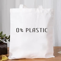 0 plastic shoulder bag canvas tote bag women black white shopper bag funny letter print eco reusable bags for girl lady