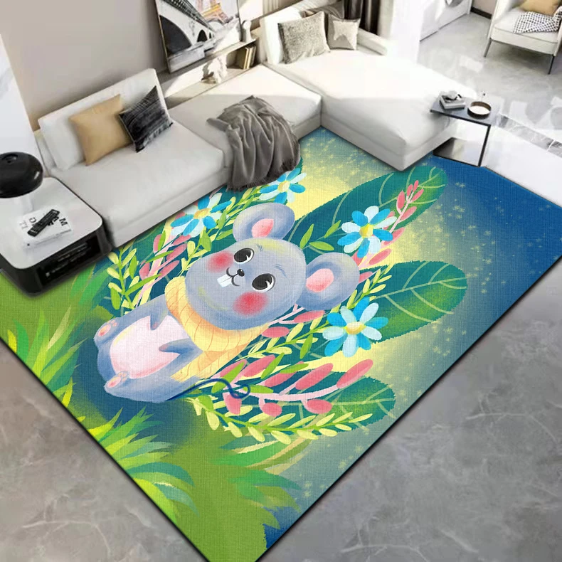 

Twelve Chinese Zodiac Animals Painting Carpet for Living Room Large Area Rug Black Soft Carpet Home Decoration Mats Boho Rugs