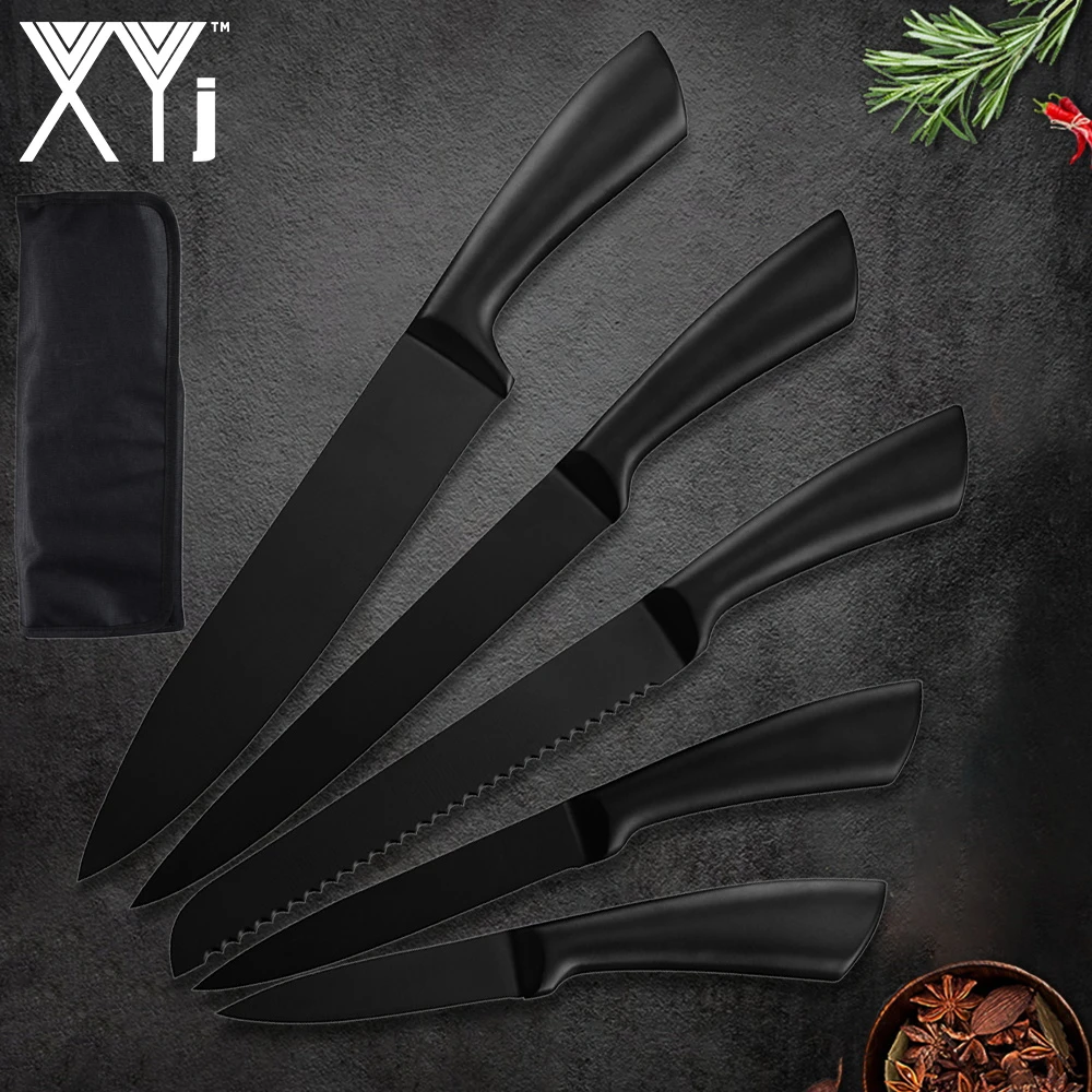 

XYj Anti-rust Kitchen Chef Knives Set Stainless Steel Sharp Blade Full Tang 8'' Bread Slicing 5'' Utility 3.5'' Paring Knife