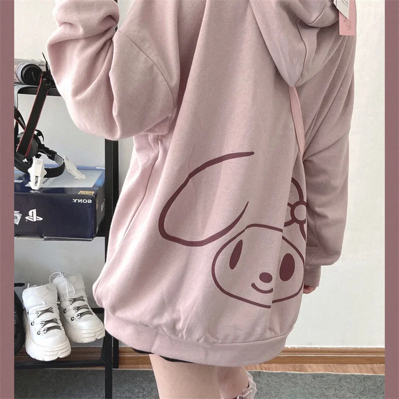 Фото Аниме Y2k Sanrio Kuromi My Melody Толстовка Cinnamoroll свитер с капюшоном тонкая одежда с длинным рукавом для девушек Подарок Spotify Premium №5