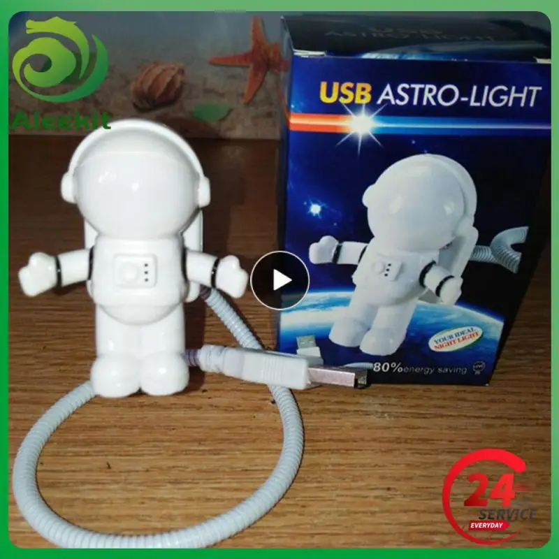 

1~6PCS 5V Astronaut LED Night Light USB Plug Lamp Computer PC Charging Book Lights Table Lamp Eye Protection Space Man Reading