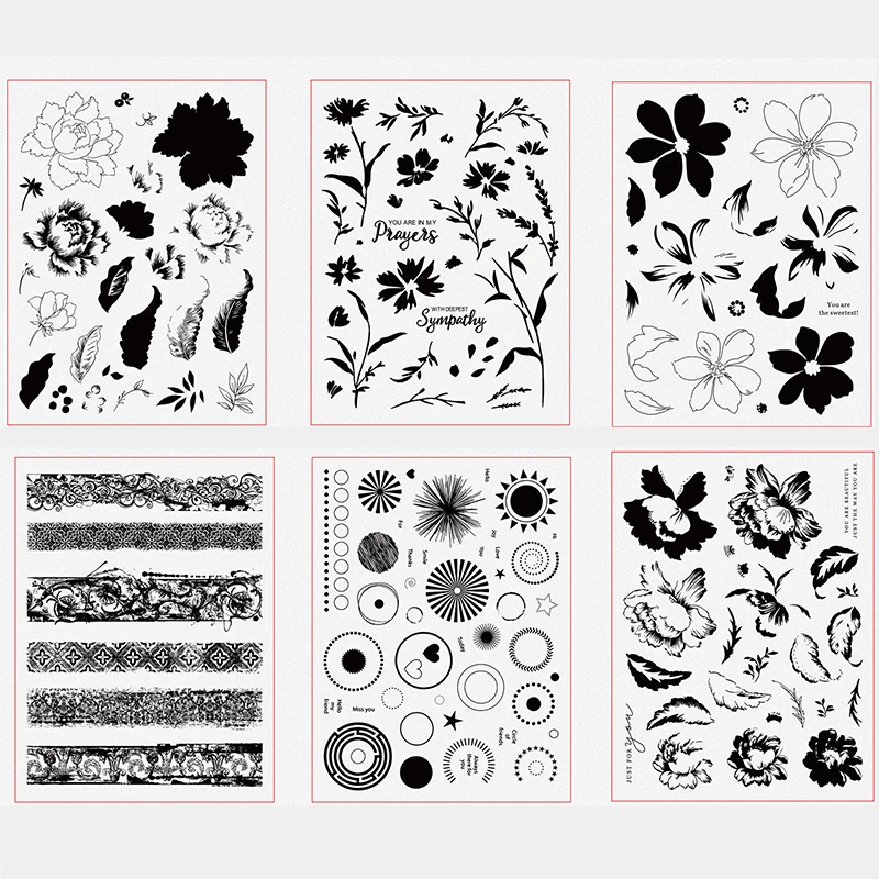 

Hand painted flowers Clear Stamps Transparent Silicone Seal for DIY Scrapbooking Card Making Photo Album Decor Crafts Supplies