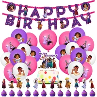 encanto mirabel party decoration happy birthday tissue cutlery banner balloons cake decorations kids girls birthday