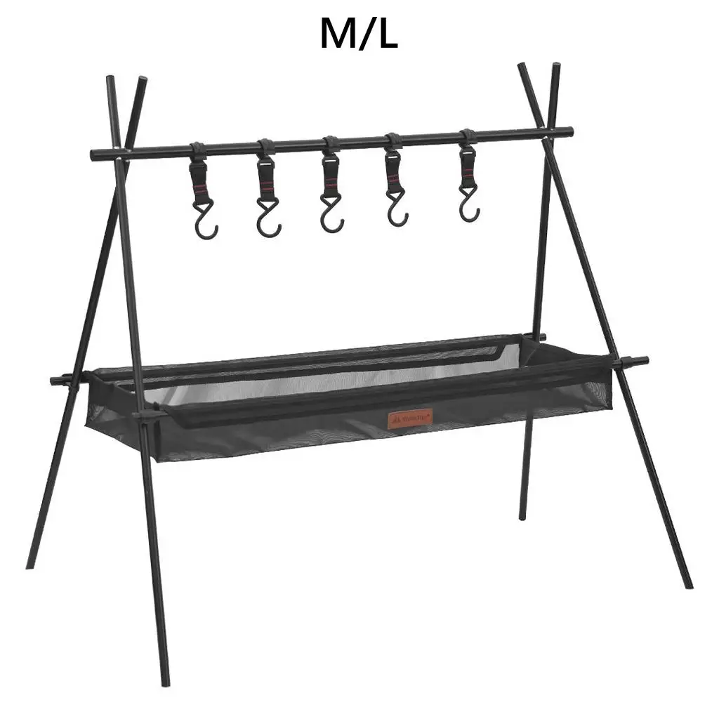 

Camping Hanging Rack Pot Pan Lamp Holder Stand Hanging Organizer for Cooking