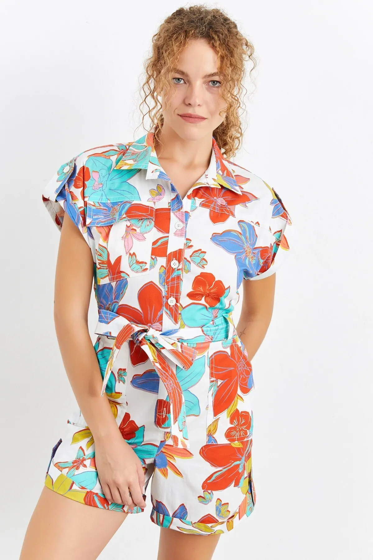 

Women's Overalls Pocket Short Sleeve Jumpsuit Hot Style Quality Fabric Sleeveless Baggy Trousers Casual Jumpsuit