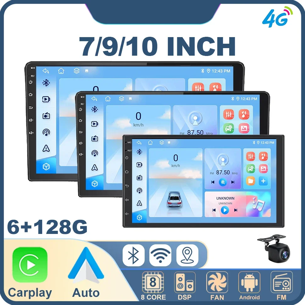 Автомобильный радиоприемник Android Carplay GPS аудио 7 &quot/9&quot/10&quot WIFI BT IPS мультимедийный