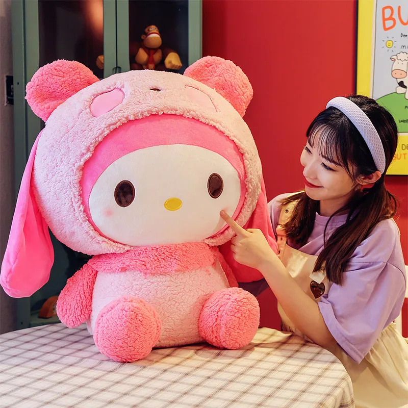 

55cm Sanrio Cartoon Kawaii My Melody Plush Toy Anime Stuffed Animals Cute Plushie Throw Pillow Doll For Kids Birthday Xmas Gift