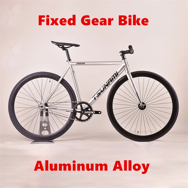 TSUNAMI SNM100 Fixed Gear Bike Aluminum Alloy Frame Single Speed Bicycle Flat Spoke Wheel Fixie Bearing Hub V-brake Customizable