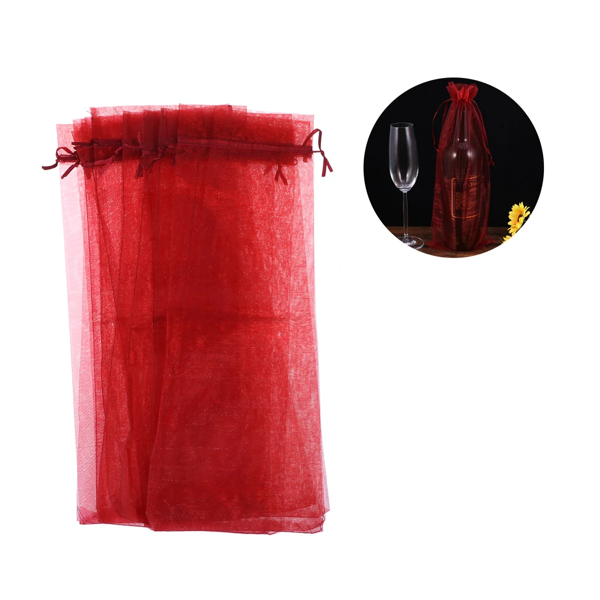 

10 шт., держатель для бутылок из органзы