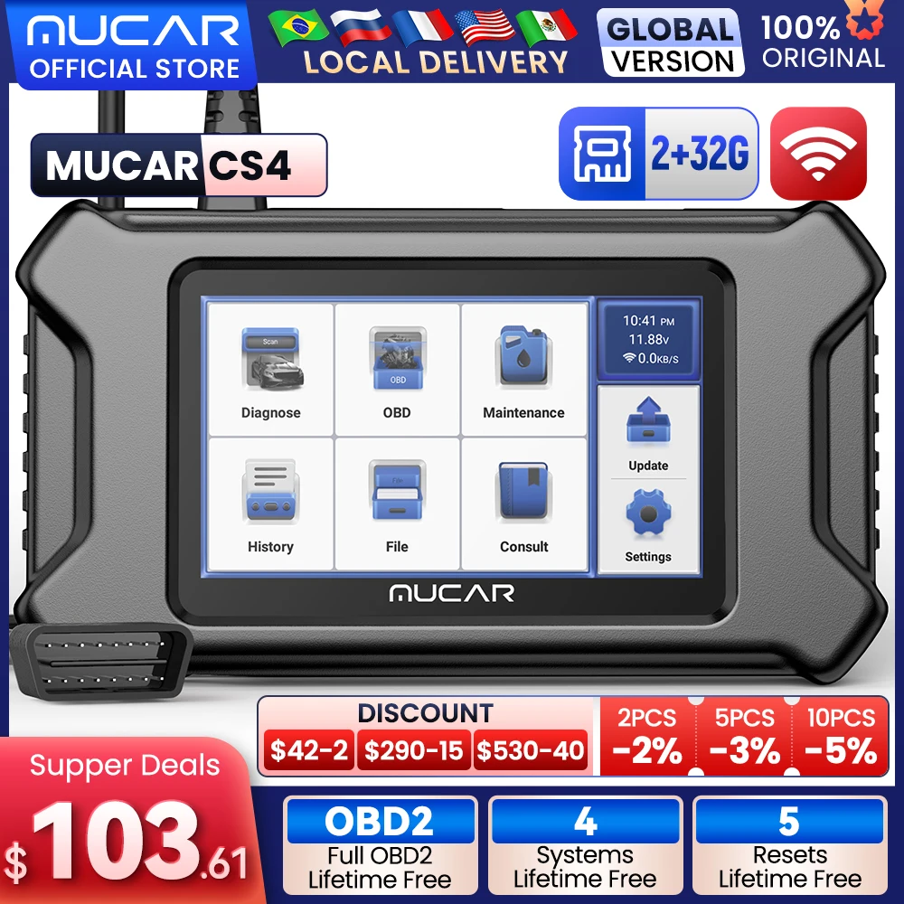Диагностический сканер MUCAR CS4 CS6 OBD2, прибор для считывания кодов ...