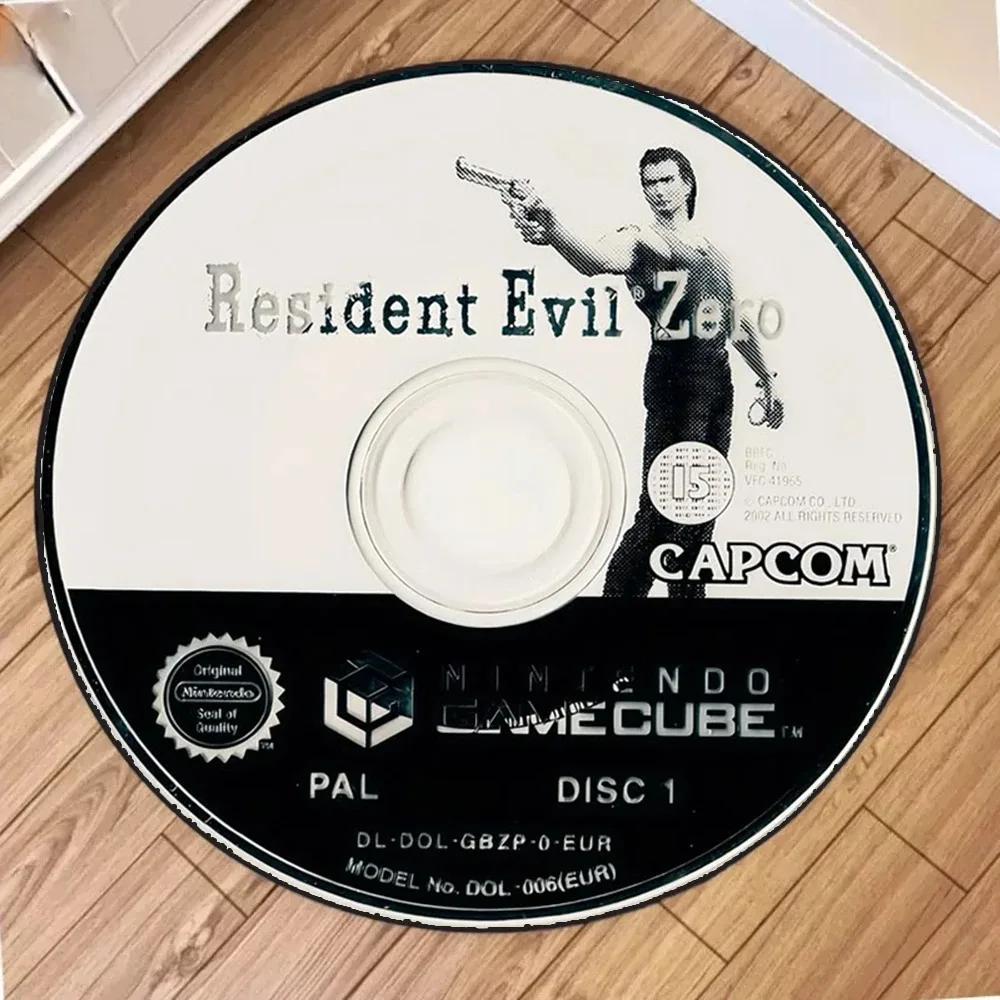 Фото Круглый ковер с принтом компакт-дисков и мультфильмов, круглый ковер с металлической шестерней для гостиной, спальни, ковер, украшение для дома, прихожая, напольный коврик №2