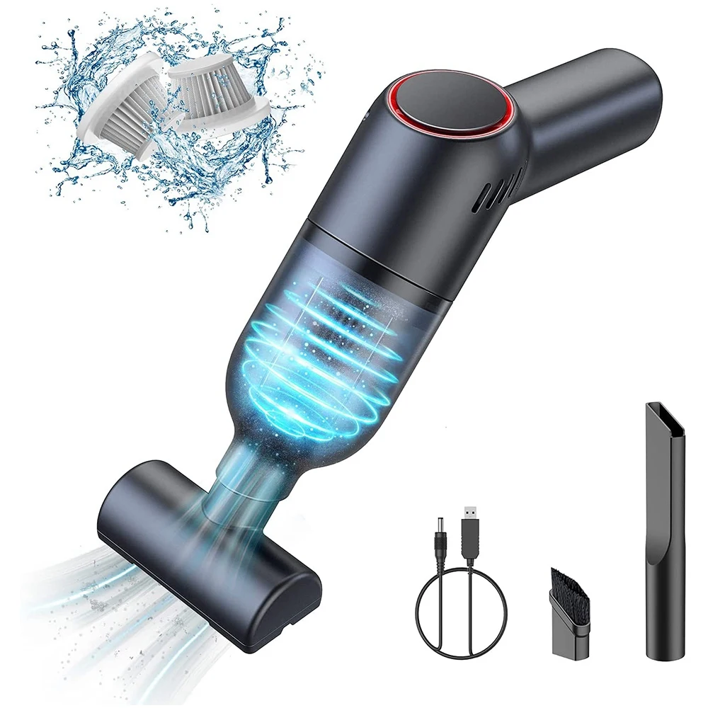 

Handheld Vacuum Cleaner Cordless Rechargeable Hand Vacuum Portable Wet Dry Car Vacuum for Carpet Car - Black