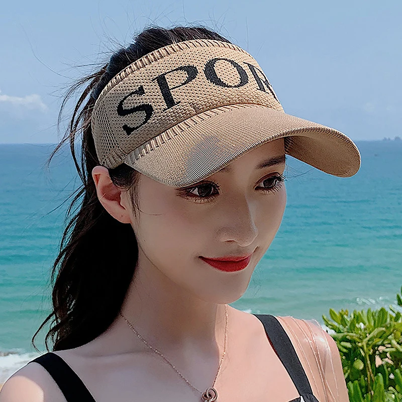 

2023 Summer Empty Top Hat Women's Adjustable Visor Sunshade Sunhat Outdoor Sports Tennis Golf Running Sunscreen Cap