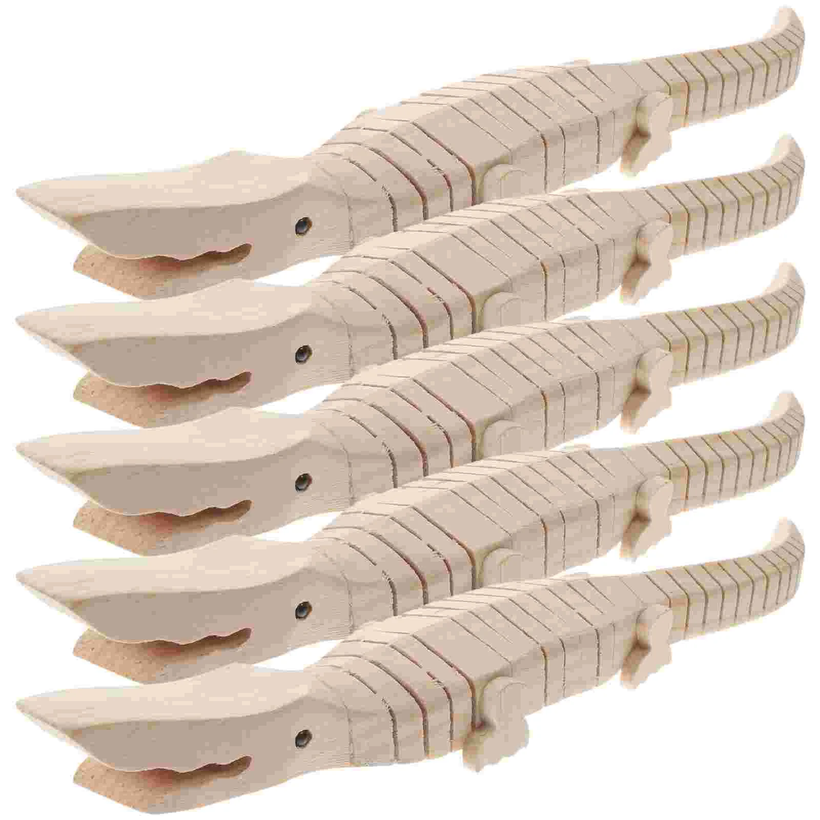 

5 Pcs Toys Kids Blank DIY Crocodile Unfinished Wood Animal Small Portable Vivid Wooden Student