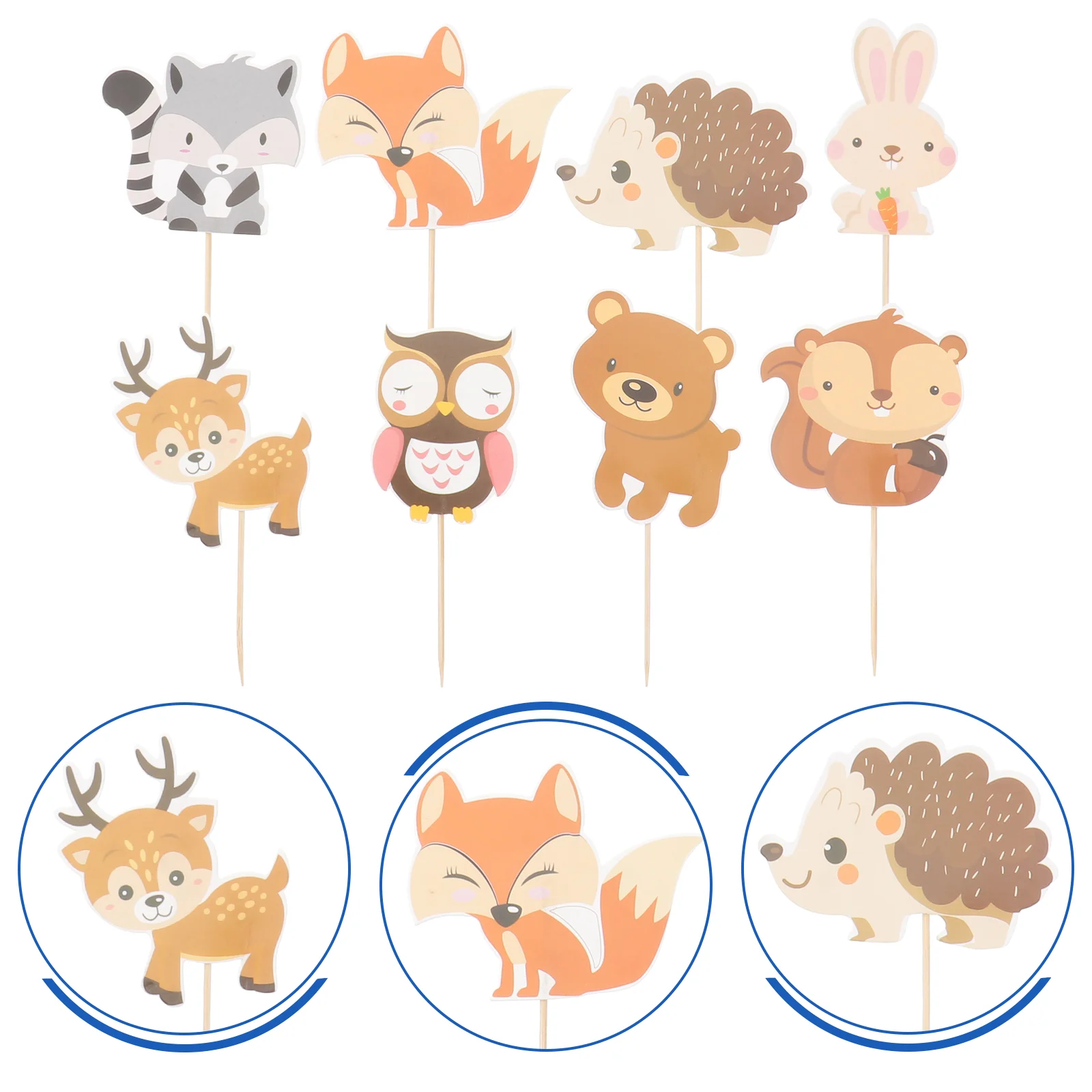 

Party Cupcake Toppers Animal Dessert Decor Forest Fruit Animals Insert Pick Picks Woodland Birthday Shower Baby Glitter