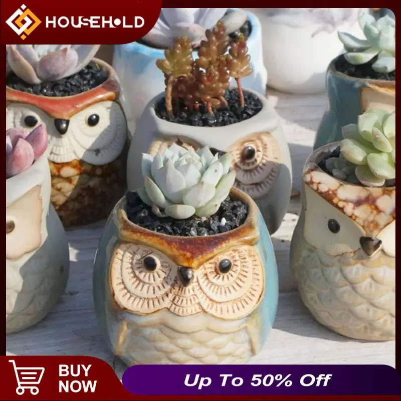 

Ceramics Bonsai Small Flower Pot Garden Supplies Flowerpot Animal Ceramics Flower Pot Decoration Vase Mini Cute Owl