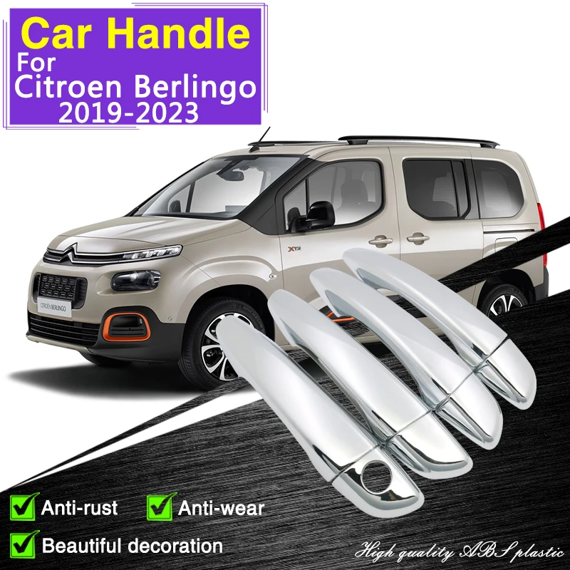 

for Citroen Berlingo 2019 2020 2021 2022 K9 Peugeot Partner Rifter Opel Vauxhall Combo Chrome Door Handle Cover Car Accessories