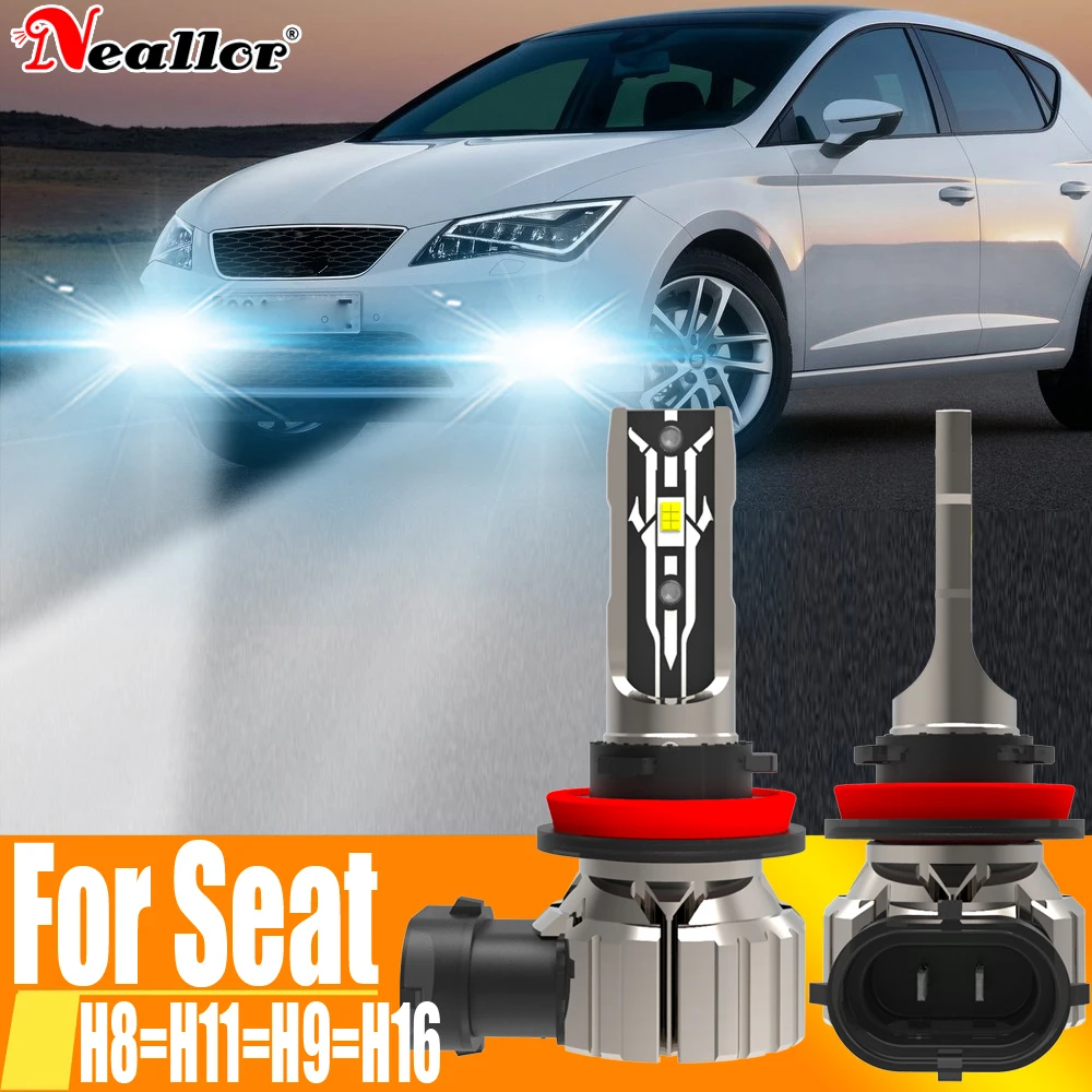 

2x H11 H8 светодиодные противотуманные фары Canbus H16 H9 Автомобильная Лампа 6000K белая Диодная ходовая лампа 12 В 55 Вт для Seat Leon 5f Altea