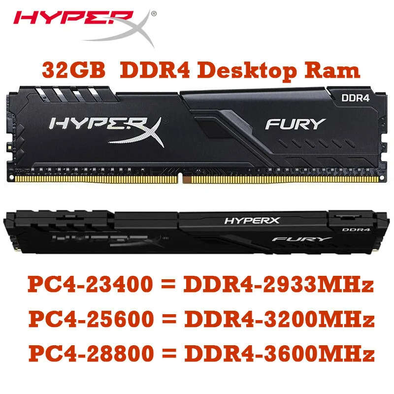 

HYPERX Memoria RAM DDR4 3600MHz 3200 2933MHz 32GB Gaming Desktop Memory PC4-28800 PC4-25600 23400 AMD XMP 288Pin DIMM DDR4 RAM