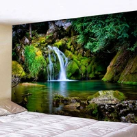 3d printed beautiful natural forest waterfall tapestry hippie wall hanging landscape tapestry background ceiling for living room