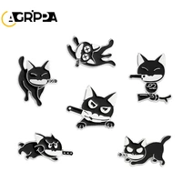 agrippa cartoon cute black cat women brooches simplicity pop enamel lapel pins badges jewelry for girl lovely accessories