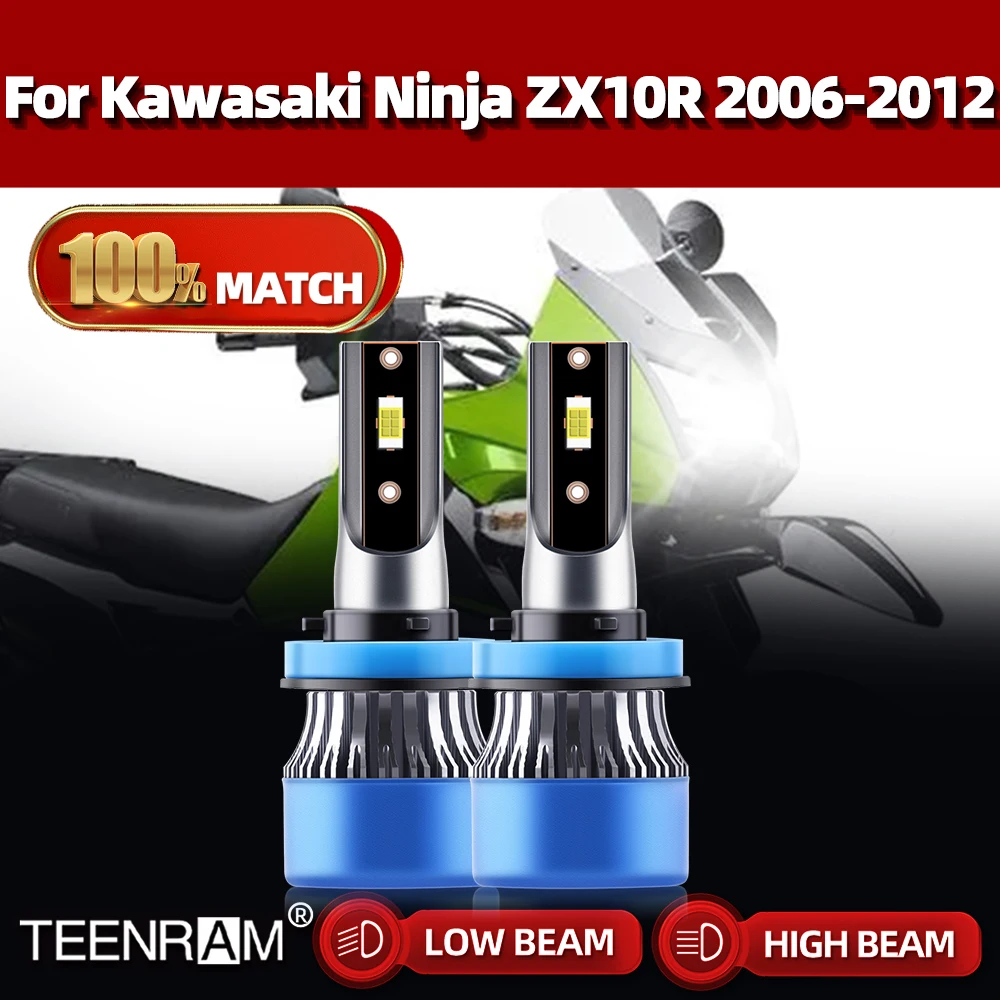 

20000LM Motorcycle LED Headlight Bulbs 6000K Motorbike Headlamp 12V For Kawasaki Ninja ZX10R 2006 2007 2008 2009 2010 2011 2012