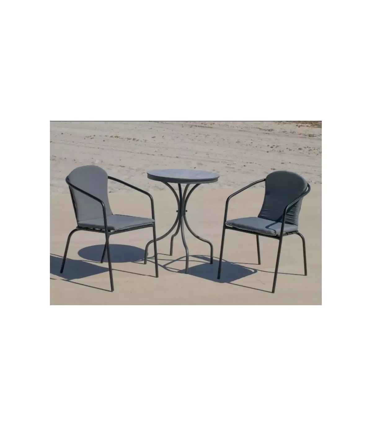 

Sets tables and armchairs set terrace garden table + 2 armchairs + 2 gray aluminum cushions anthracite Oberoy/Marsel-60/2 + 2c.