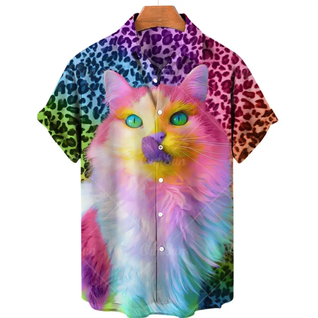 

Hawaii gömlek eski üstleri erkek gömlek kedi bask rahat moda tasarmcs giyim Unisex grafik büyük boy Incerun erkek bluz