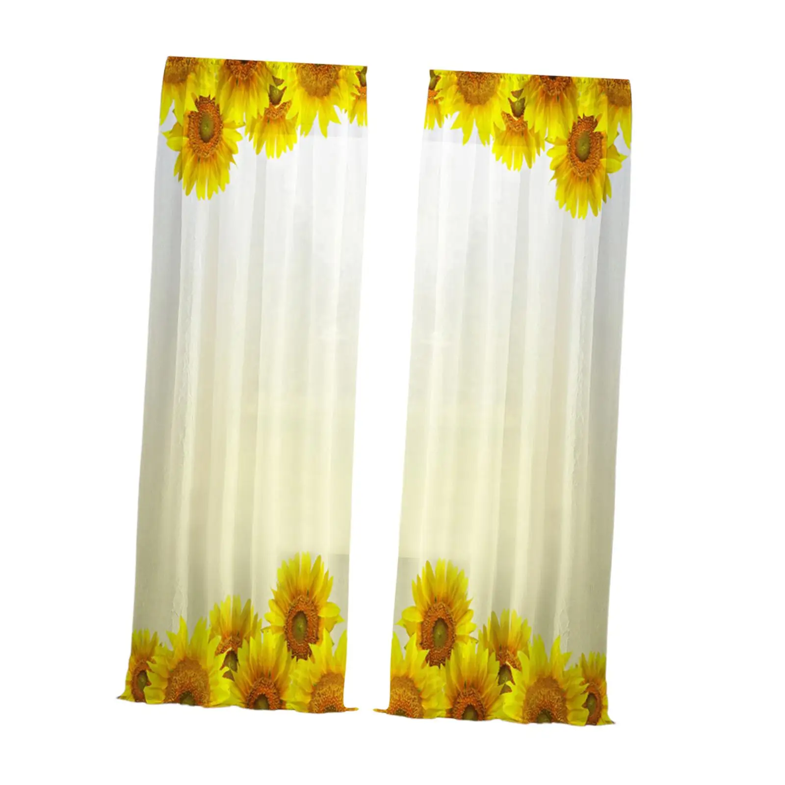 

Sunflowers Print Sheer Curtains Gradient Drapes Durable for Room Decoration