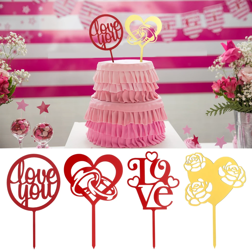 

День Святого Валентина торт Топпер акриловая Любовь фотография вставленная карта фотография