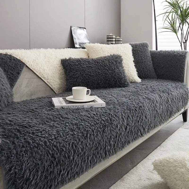 

2021 Soild Color Sofa Covers Towel Soft Plush Couch Cover For Living Room L-shaped Sofa Decor decorative sectional sofa covers