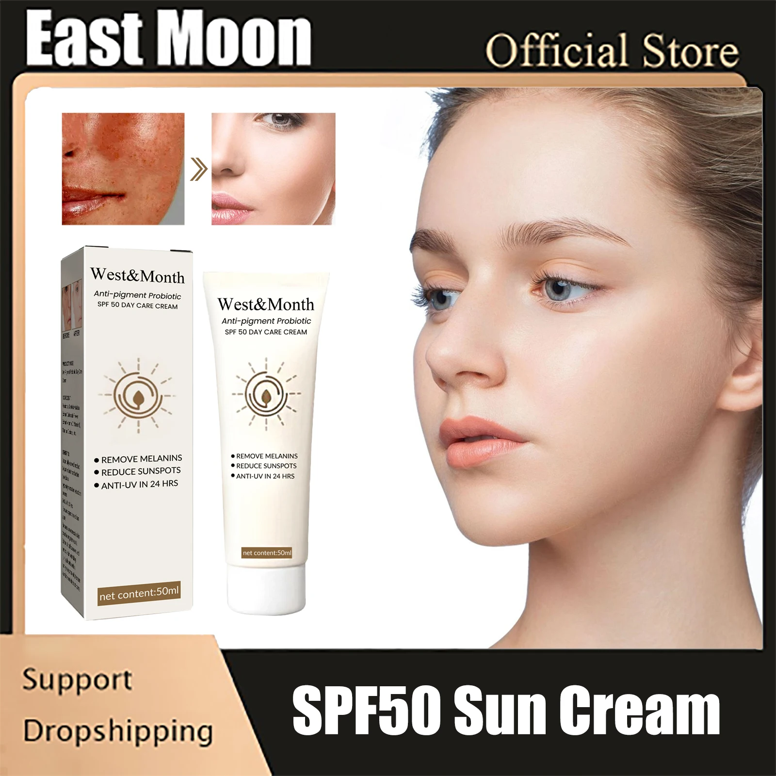 

Sunscreen Cream SPF50 Gel Isolation Sunblock Skin Protective Anti Oxidant Moisturizing Not Greasy Sweatproof Whitening Sun Cream