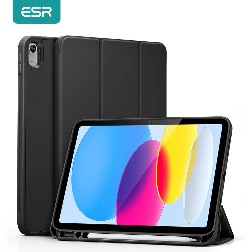 

Чехол ESR для iPad Pro 12.9, Чехол для iPad Pro 11 2022 2021, чехол с отскоком для iPad 10-го поколения, мягкий задний Встроенный держатель-карандаш