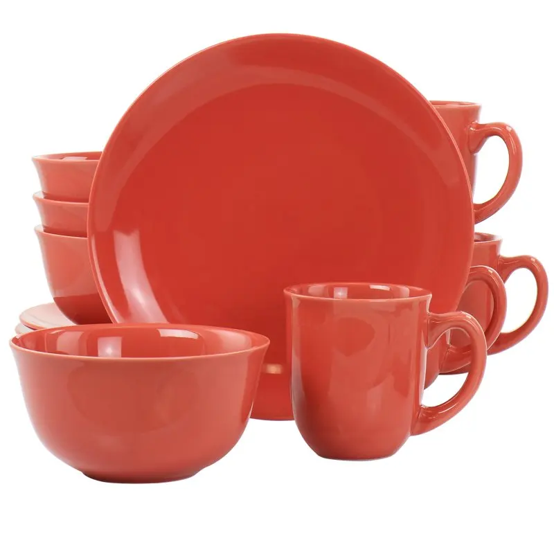 

«Красная изящная, непревзойденная долговечность, керамическая посуда Мерсер из 12 предметов-украшение для дома и превосходное качество»