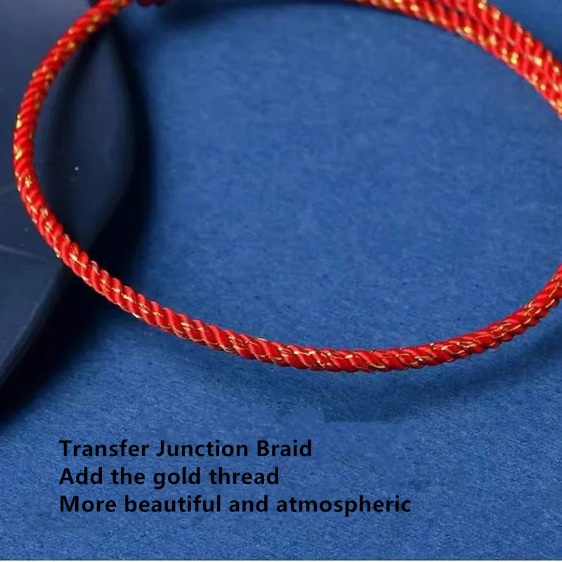 Красный счастливый браслет ручной работы с узлом Золотая шелковая нить